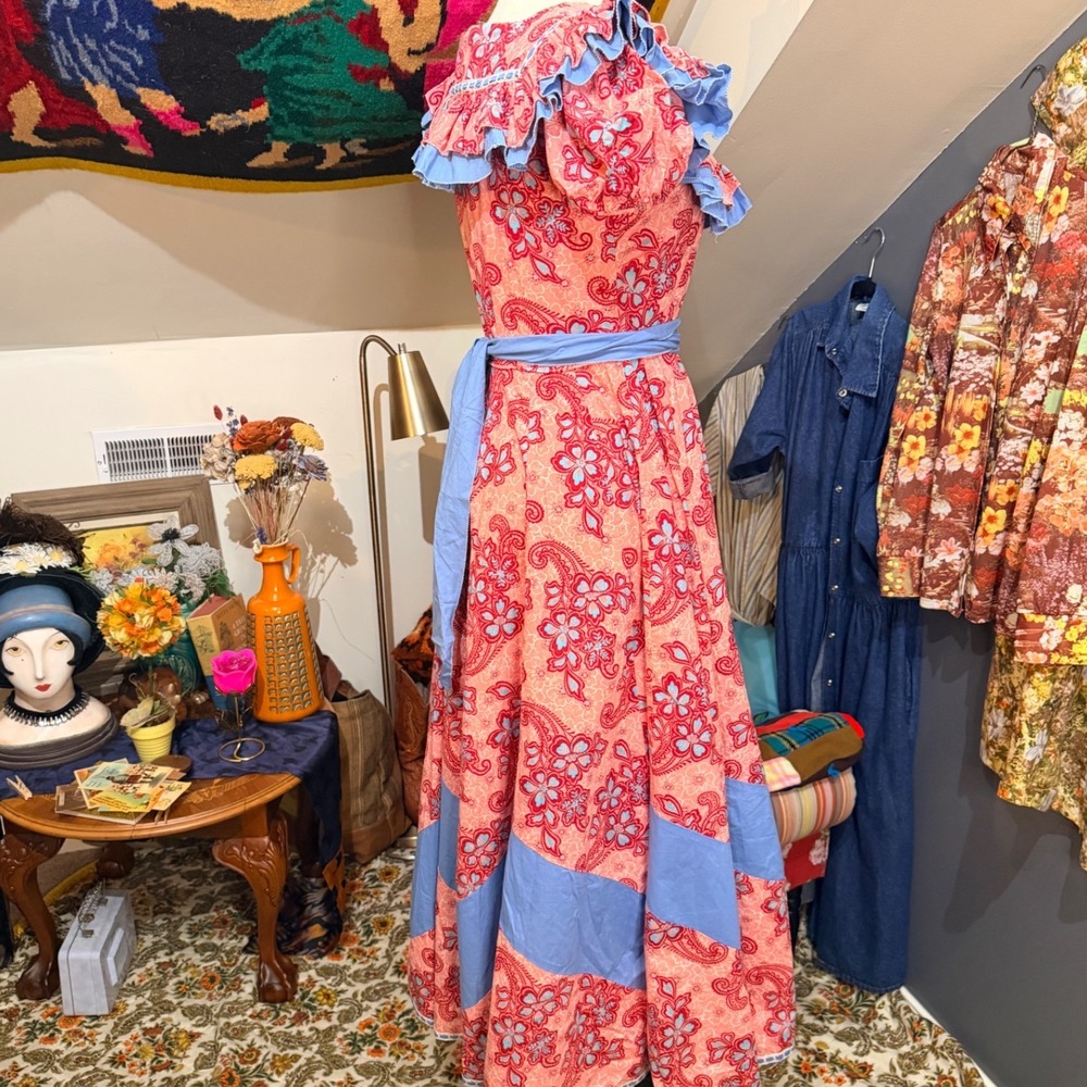 VTG 70s Donnells of Denver Marshall Fields Paisley Prairie Dress & Bloomers Set - Picture 13 of 14